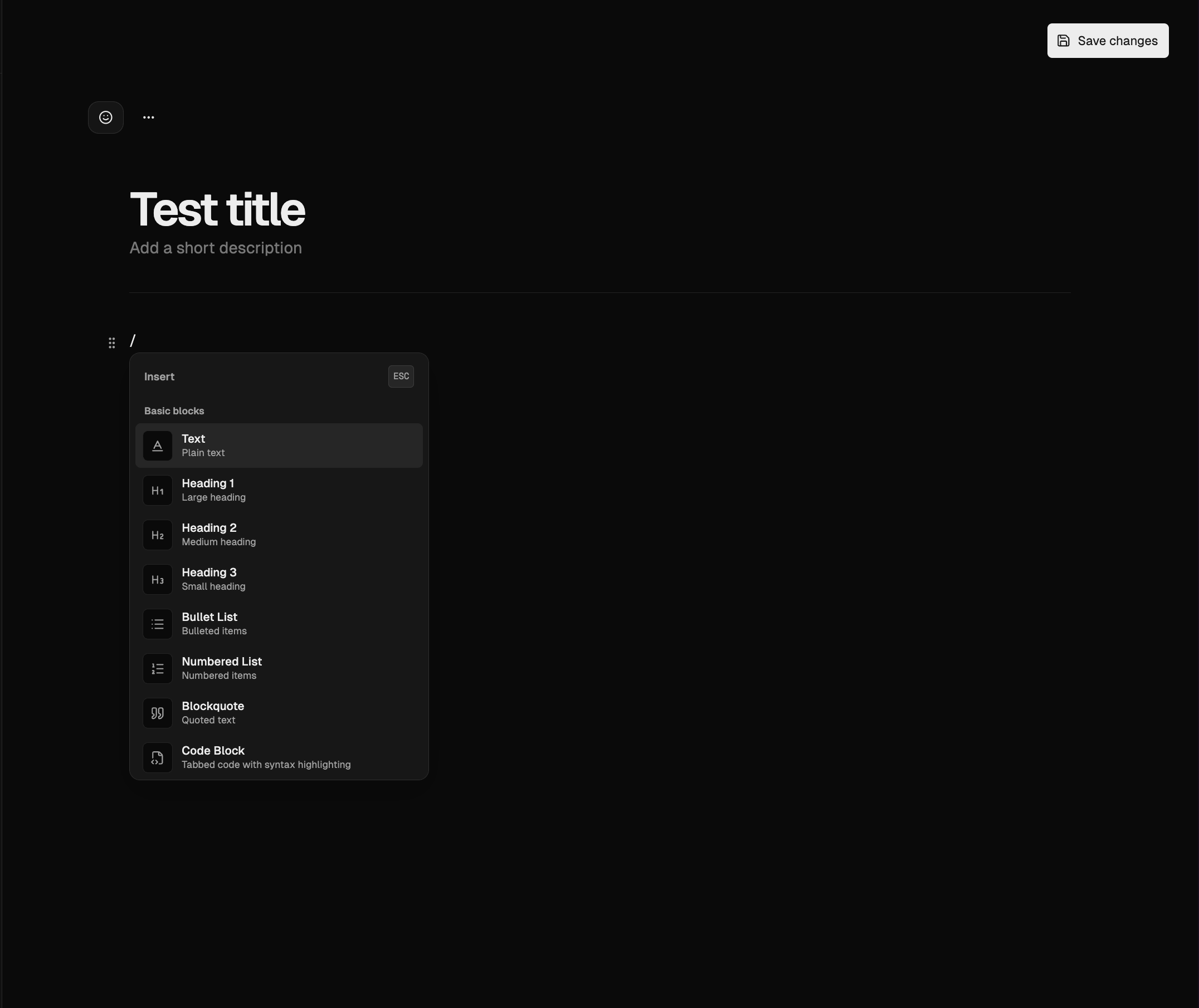 Writing screenshot